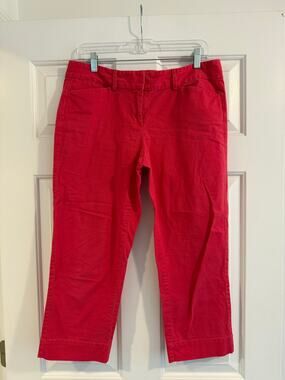 Ann Taylor LOFT Marisa Fit Crop Pants - Dark Pink / Coral - Size 8
